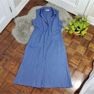 Vintage 80s CALIFORNIA GIRL Maxi Button Down Linen Dress (Excellent Condition)